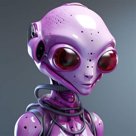 Premium Photo | 3D Character Female Alien Slim Purple Skin Ray Gun Extraterrestrial Anten Game ...