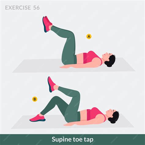 Premium Vector | Supine toe tap exercise, woman workout fitness, aerobic and exercises.