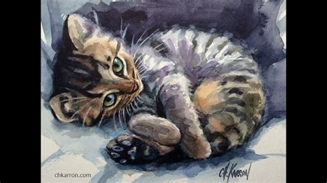 Watercolor sketch demo Kitten Cat by Ch.Karron - YouTube