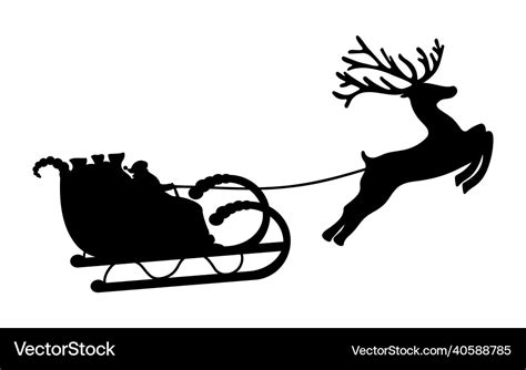 Santa claus rides reindeer in a sleigh sled Vector Image