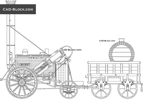 Stephenson's Rocket CAD Block, AutoCAD 2D vector drawing