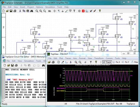 TopSpice Circuit Simulator Copyright (c) 1991-2024 Penzar Development