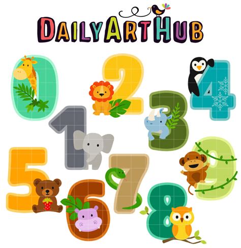 Animal Numbers Clip Art Set – Daily Art Hub // Graphics, Alphabets & SVG