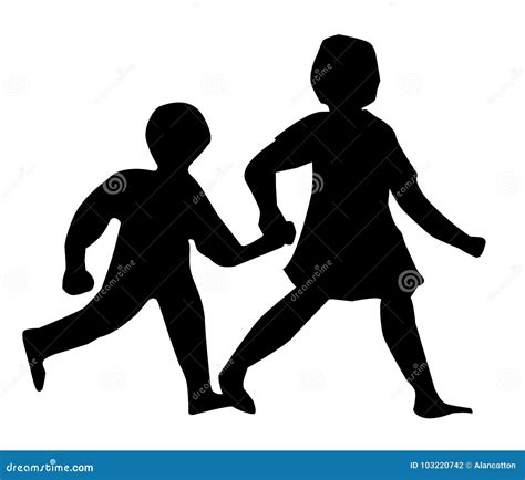 Children Walking Silhouette Stock Vector - Illustration of silhouette, vector: 103220742