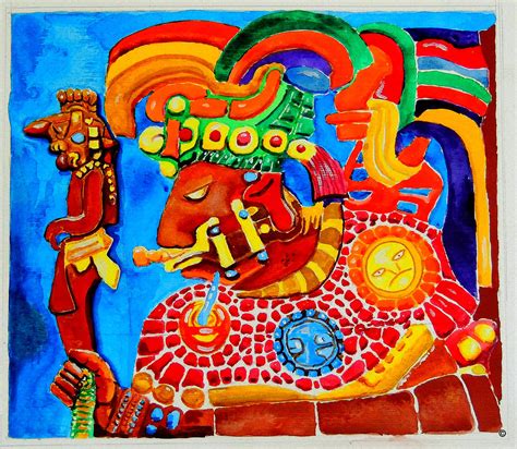 Mayan wall relief Painting by Paul Sandilands - Fine Art America