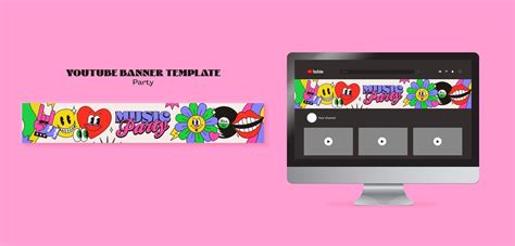 Premium PSD | Retro music party youtube banner template