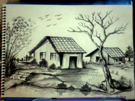 Easy Pencil Shading Landscape Drawing - pic-loaf