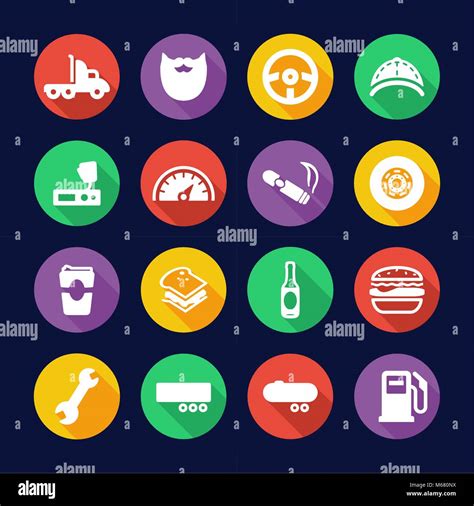 Truck Driver Icons Flat Design Circle Stock Vector Image & Art - Alamy