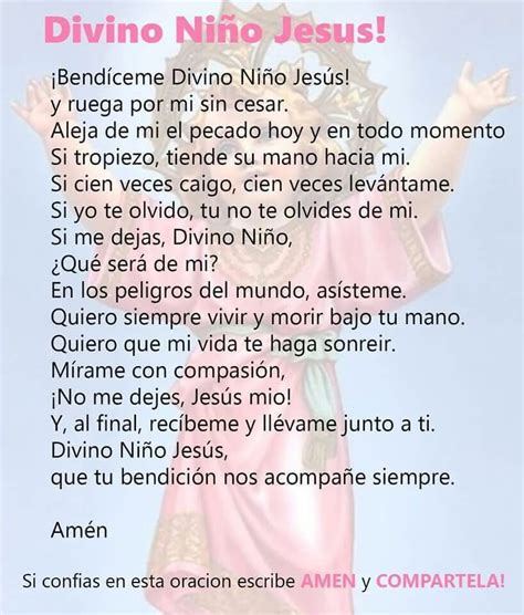 Oración al Divino Niño | Divino niño, Oraciones, Oración del día