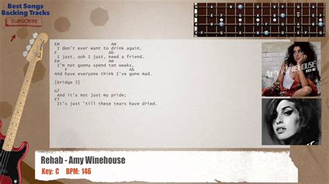 Rehab - Amy Winehouse Bass Backing Track with chords and lyrics