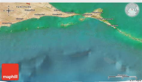 Satellite 3D Map of Dhanushkodi