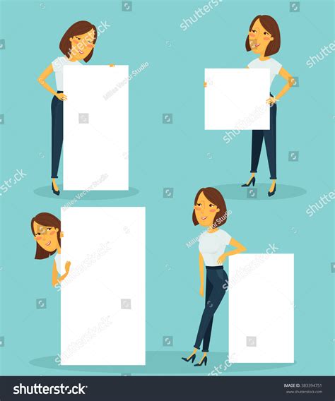 Woman Holding Sign Vector Set Stock Vector (Royalty Free) 383394751 | Shutterstock