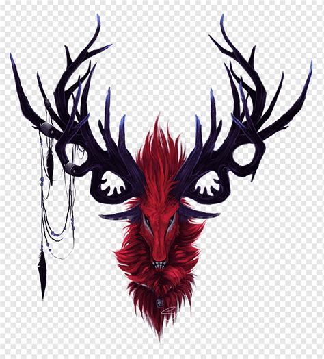 Drawing Deer Demon, others, legendary Creature, antler, computer Wallpaper png | PNGWing