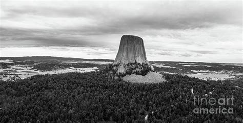 Devils Tower BW Aerial View Photograph by Michael Ver Sprill | Fine Art ...