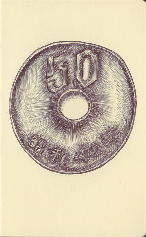 Ballpen 50 Yen Coin --Front Drawing by Ballpointpen Illustrator ...