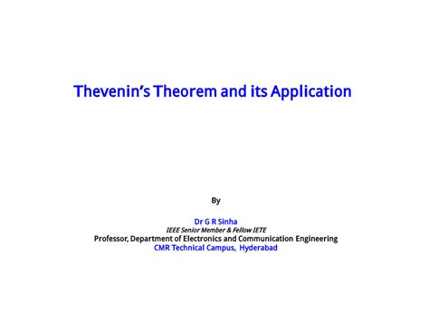 (PDF) Thevenin's Theorem and its Applications