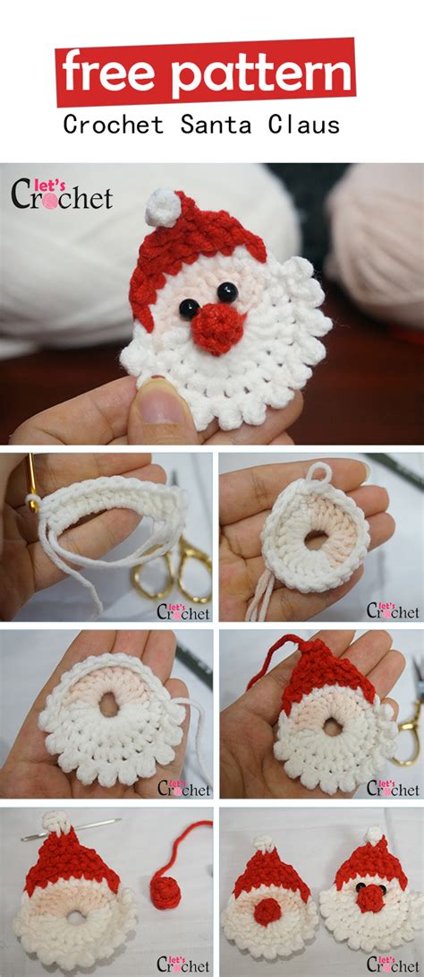 Santa Claus Christmas Hanging Decoration Free Crochet Pattern