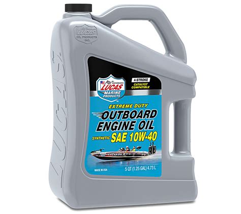 Lucas Oil 1.25 Gallon Synthetic SAE 10W-40 Outboard Marine Engine Oil ...