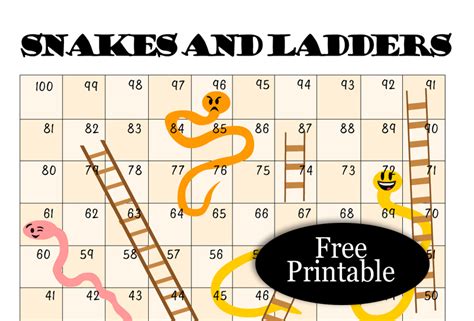 Snakes and Ladders Board Game, 5 Free Printables