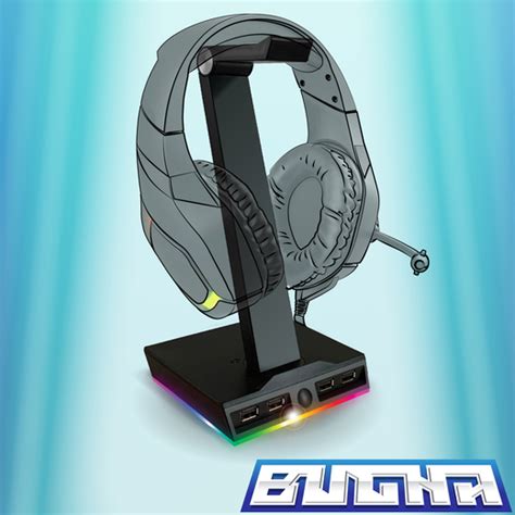 Bugha exclusive LED gaming headset stand w/ 4 usb ports | let go & have fun