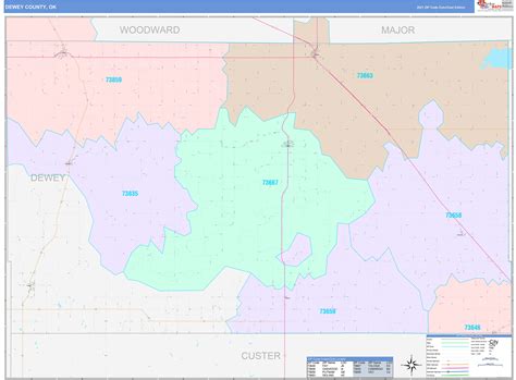 Dewey County, OK Wall Map Color Cast Style by MarketMAPS - MapSales.com