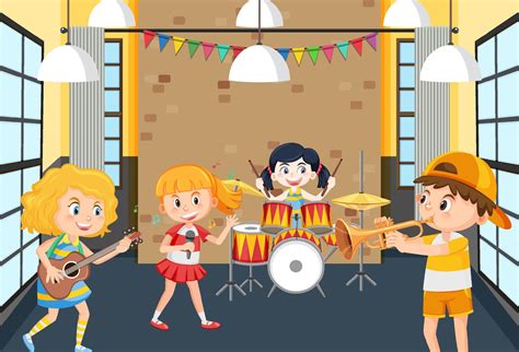 Children practice music band 7698785 Vector Art at Vecteezy