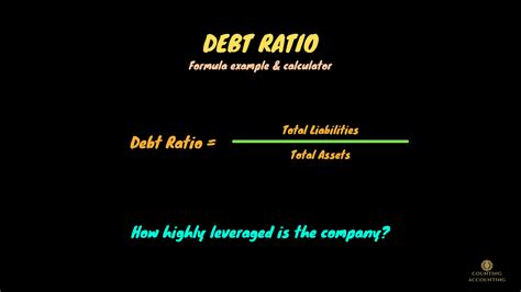 Debt Ratio formula example & calculator