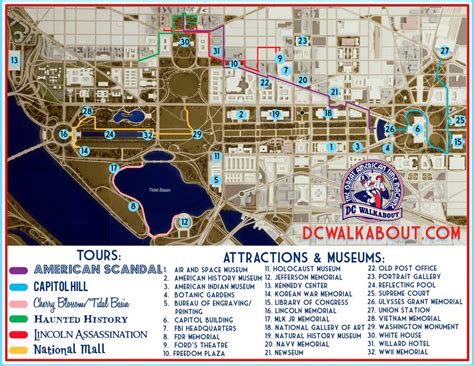 Washington Dc Tourist Map | Tours & Attractions | Dc Walkabout Within Printable Map Of Dc ...