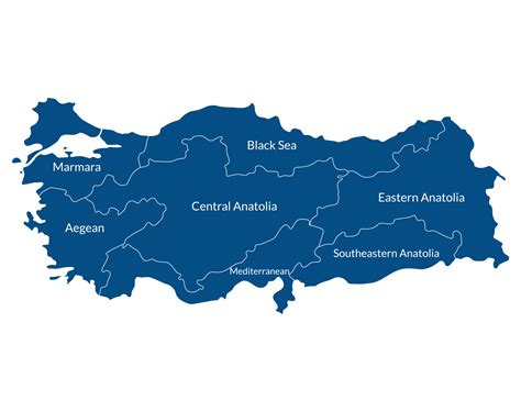 Turkey map with main regions. Map of Turkey 33022932 PNG