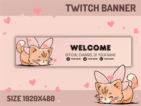 Cute Cat Twitch Banner CANVA TEMPLATE - Etsy