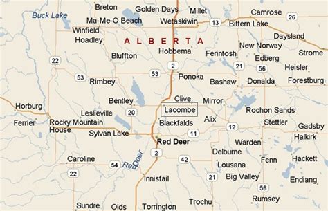 Lacombe, Alberta Area Map & More