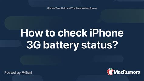 How to check iPhone 3G battery status? | MacRumors Forums