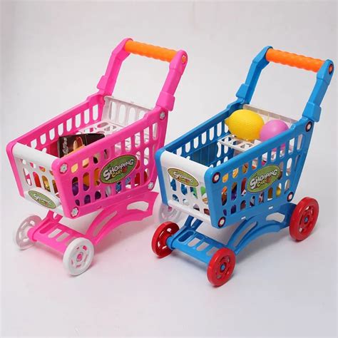 Cute Mini Children Supermarket Shopping Cart With Full Grocery Food Toy ...