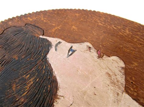 Antique Pyrography Portraits Pair Of Round by sushipotvintage