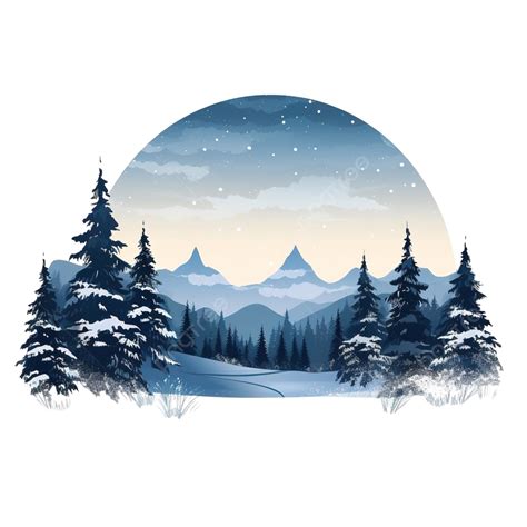 Christmas Evening Winter Landscape With Pine Forest And Mountain, Snow Forest, Christmas Forest ...