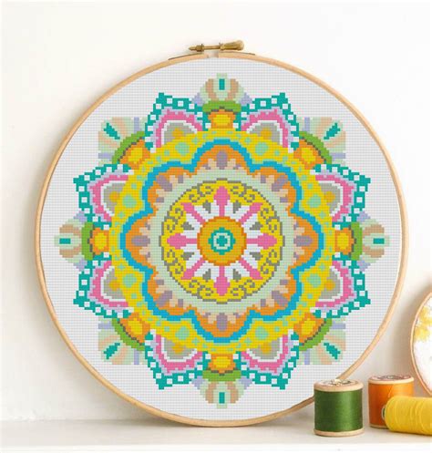 Mandala Cross stitch pattern modern yoga abstract geometric ...