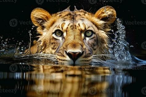 Close up of a lion in water 23773144 Stock Photo at Vecteezy