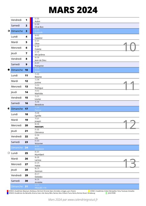 calendrier février mars 2024 - 2024 January Calendar