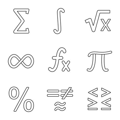 Mathematics linear icons set. Math symbols. Algebra. Thin line contour ...