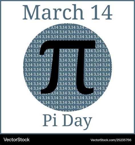 Pi day mathematical constant march 14 Royalty Free Vector