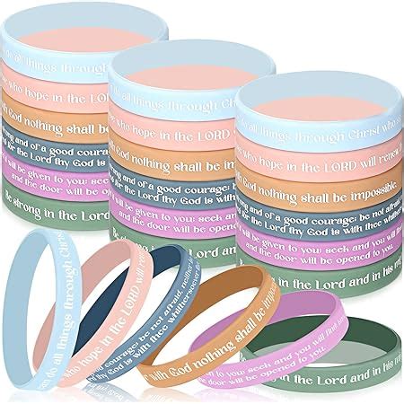 Amazon.com : 32 Pcs Religious Rubber Bracelets Bible Verse Silicone Bracelets Christian Silicone ...