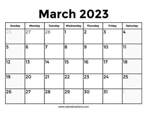 March 2023 Calendar With Holidays – Calendar Options