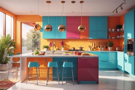 Premium AI Image | Modern kitchen interior design colorful