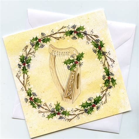 Celtic Harp Christmas Card