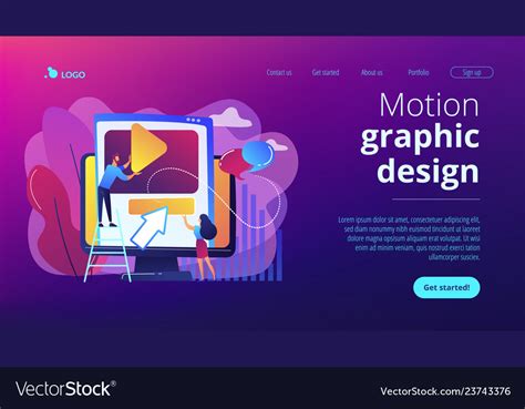 Motion graphic design concept landing page Vector Image