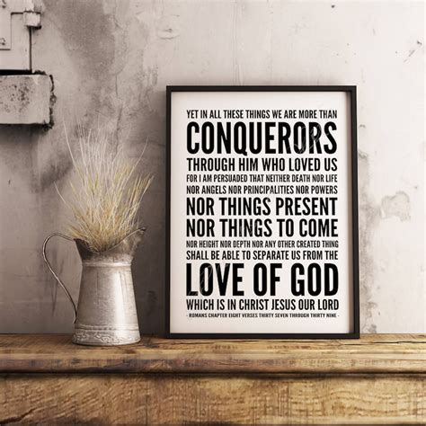 Bible Verse. More Than Conquerors. Romans 8:37-39. Christian - Etsy