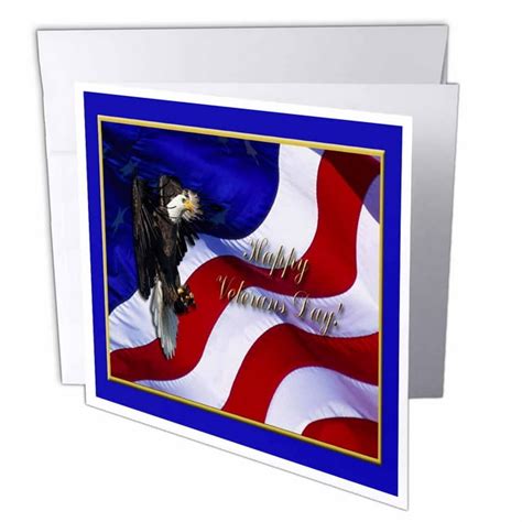 3dRose Veterans Day Bald Eagle with American Flag, Greeting Cards, 6 x 6 inches, set of 12 ...