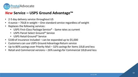 New Service – USPS® Ground Advantage – Postal Advocate Inc