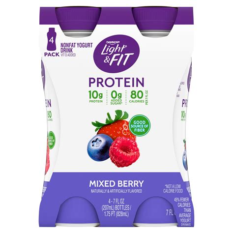 Dannon Light & Fit Protein Mixed Berry Nonfat Yogurt Drink, 7 fl oz, 4 count - Walmart.com ...