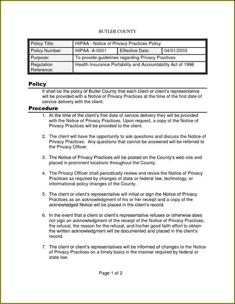 Hipaa Security Policy Template - Template 1 : Resume Examples #a6YnRmRYBg